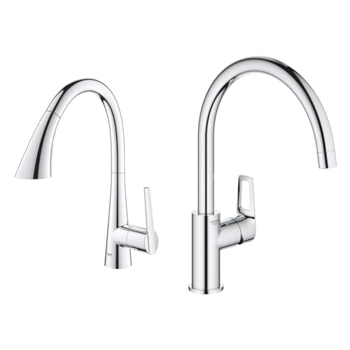 GROHE Mitigeur évier Chromé Zedra 32294002 (Import Allemagne) & Mitigeur Monocommande Evier Bec C Bauloop 31368001 (Import Allemagne) Chromé