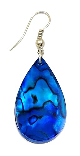 Blue Paua Abalone Earrings, Handmade Teardrop Natural Abalone Shell Earrings for Women, Dangle Drop Seashell Earrings Fashion Jewelry GA249-A4