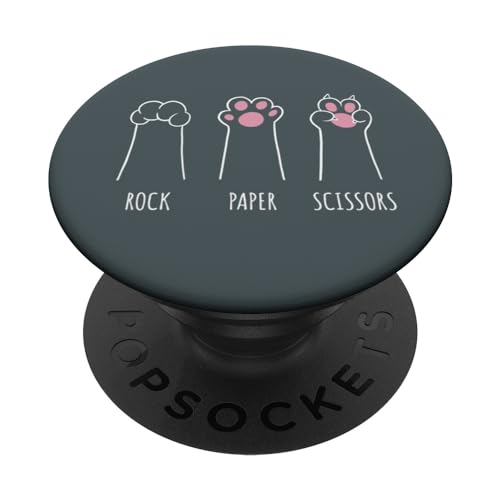 Rock Paper Scissors Hand Game Retro Sunset Paw Funny Cat PopSockets PopGrip Intercambiable