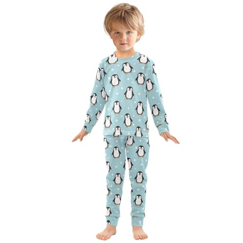 Pajama Sets Long Sleeve Winter Cute Penguin Pattern Soft Comfy Sleepwear 2 Piece PJS 3-8T2