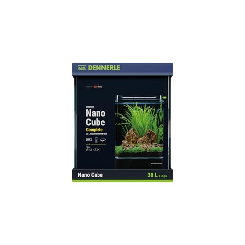 Dennerle Nano Cube Complete, 30 l, 30 x 30 x 35 cm, mini aquarium complet avec coins arrondis
