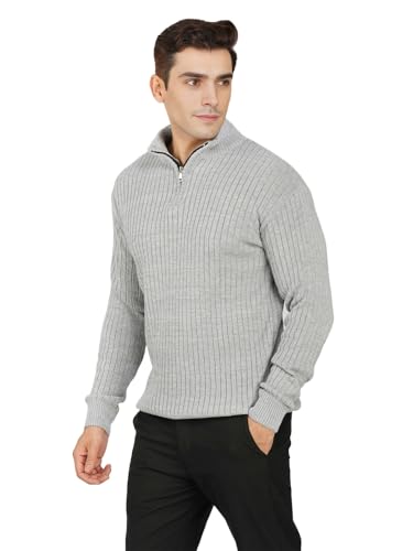 Image of LOQUE Men's Wool Blend Selection Sweater Half Zip High Neck Pullover Warm Casual Winter Wear for Office and Travel