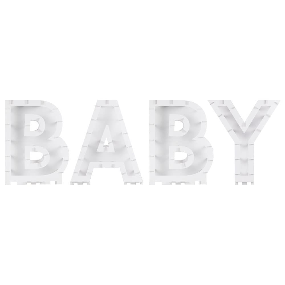 DIY Set XXL Luftballon-Kästen Buchstaben-Boxen Schriftzug BABY Luft-Ballon-Girlande Zubehör Accessoires Foto-Box Baby-Party Geburt Schwangerschaft Taufe Gender Reveal Mädchen & Junge Party aus Pappe