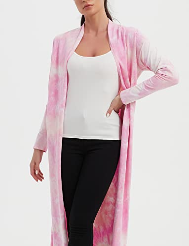 Image of Women's Floor Length Drape Sweater Cardigan -Lightweight Long Sleeve Open Front Maxi Duster with Pockets