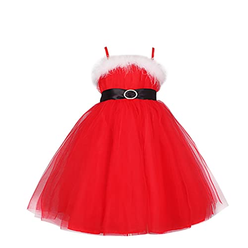 TiaoBug Red Girls Red Christmas Dress Miss Santa Claus Costumes Spaghetti Straps Princess Party Tutu Dress Ball Gown Red 7-8 TiaoBug Red Girls Red Christmas Dress Miss Santa Claus Costumes Spaghetti Straps Princess Party Tutu Dress Ball Gown Red 7-8