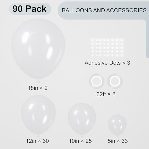 Image of Voircoloria 90pack Clear Balloons Different Size 18 /12 /10 /5 Inch Transparent Balloon Garland Arch Kit for Graduation, Wedding, Birthday, Baby Shower, Anniversary Party Decorations