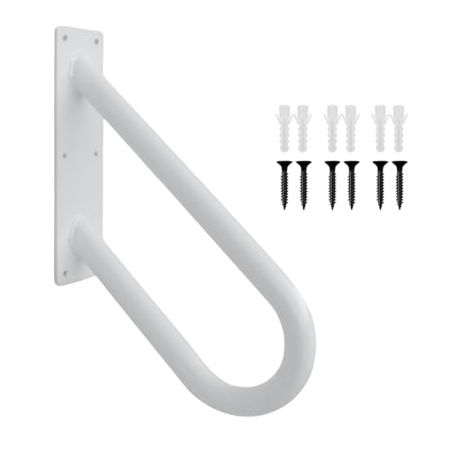 U Shaped Wall Mount Handrails for Outdoor Steps & Indoor Stairs - Black & White Hold Tight Safety Handrail for Garage Porch Toilet Yard and Garden