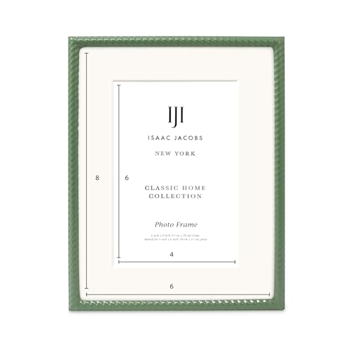 Isaac Jacobs 6x8 (Matted 4x6) Green Metal Rope Border Picture Frame, Horizontal & Vertical for Tabletop and Wall Display, Home Decor, Metal Frame (6x8 (Matted 4x6), Green) - Image 5