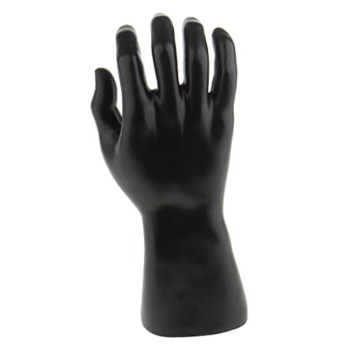 Dovewill Plastic Male Mannequin Right Manikin Arm Hand for Jewelry Bracelet Watch Ring Display Holder Stand Dummy Model Free Standing Black White - Black