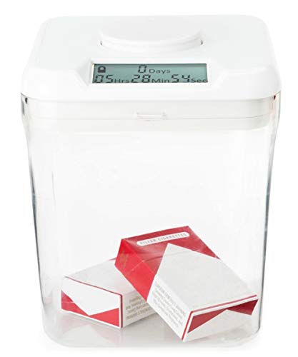 Kitchen Safe Aufbewahrungsbox Behälter mit Zeitschloss White Lid, Clear Base-Smoke
