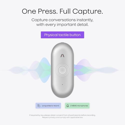 Image of Plaud NotePin S, App Control, Wearable AI Notetaker, AI Transcribe & Summarize, Support 112 Languages, 64GB Memory, Audio Recorder for Lectures, Meetings, Black