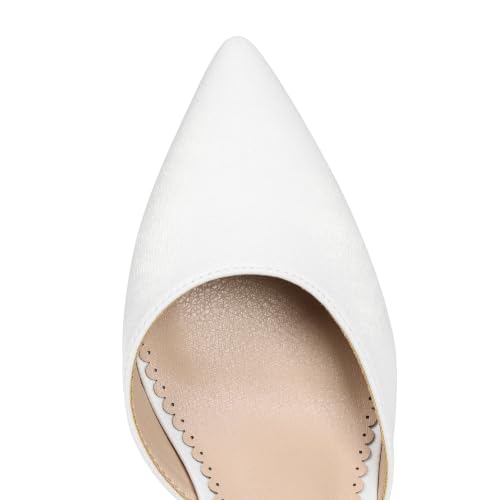 Yremael Women's White Bow Heels Pointed Toe Pumps Satin Ankle Strap Chunky Block Kitten Heel Dress Shoes - image 2