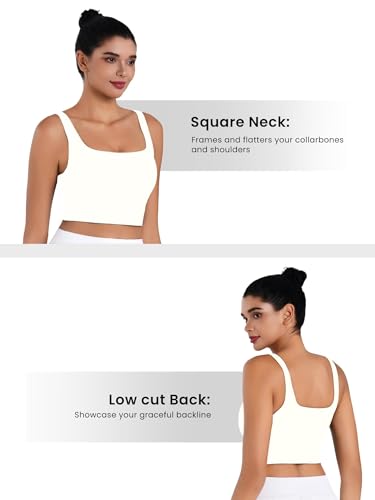 Image of Sunzel Square Neck Longline Sports Bra, Built-in Bra Crop Tank Top