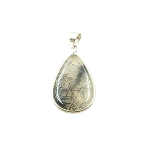 Natural Large Black Rutile Quartz Stone 925 Sterling Silver Handmade Statement Pendant for Men and Women Gift Jewelry