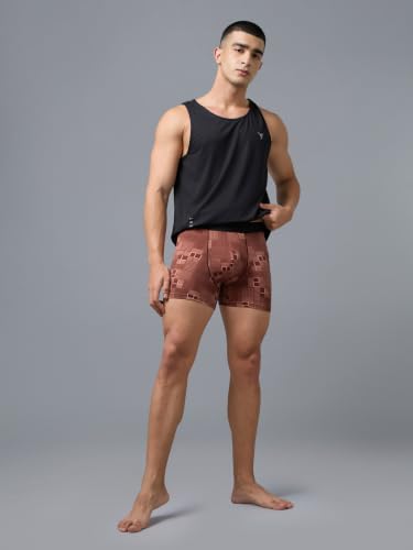 Image of TECHNOSPORT Men's Colorblock Trunks Underwear with ElastoLITE 4 Way Stretch Lightweight Breathable Moisture Wicking Soft Anti Odour Anti Microbial Comfort Fit Boxer Briefs Innerwear for Men