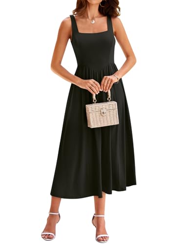 YATHON Fit and Flare Dress for Women Cocktail Black Milkmaid