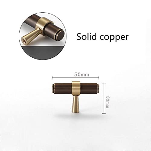WYNWJ Zieht Griffe Griff, Massivkupfer Schrankgriffe Europäischer Stil Schubladengriff Möbelgriffe Schrankgriffe T-Bar Kommt Mit Schrauben 100% Reines Kupfer Braun/50Mm - Image 3