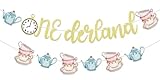 Yochamc Pancarta de Onederland - Decoraciones de Alicia en Onederland, pancarta de fiesta de primer cumpleaños de bebé, pancarta de fiesta de té para primer cumpleaños, Alicia en Onederland con
