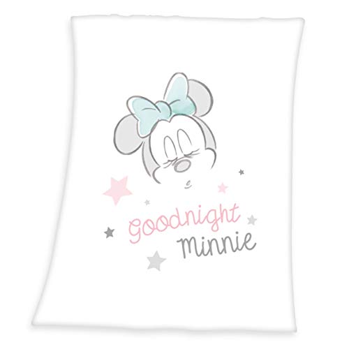 Herding Disney Minnie Mouse Couverture Polaire, 75 x 100 cm, Polyester, Microfibre, Blanc