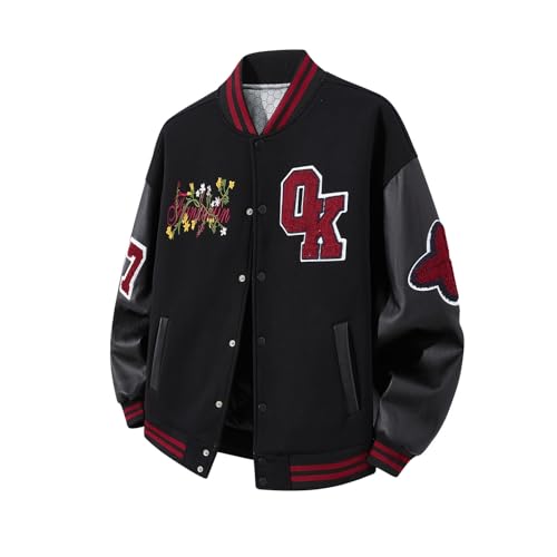 HICKMONBER Giacca Uomo da Baseball Varsity Jacket Vintage Cappotto Unisex
