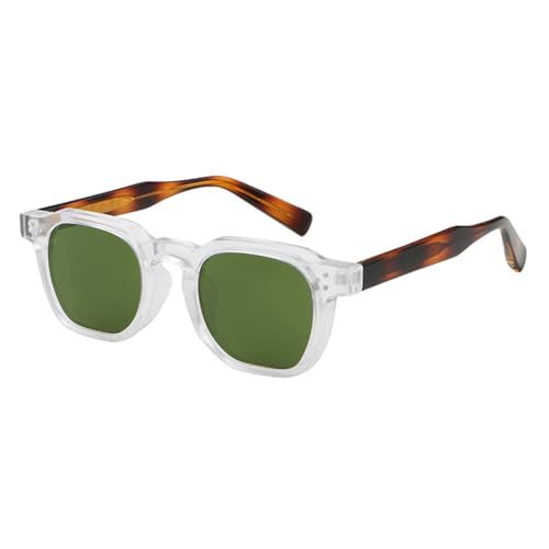 Lunettes de soleil carrées vertes léopard polygone UV400 unisexes