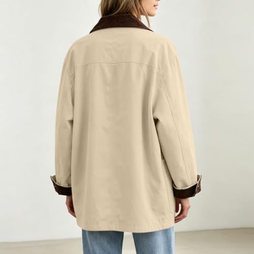 Barn Jackets for Women Casual Button Down Corduroy Collar Utility Coats - image 8