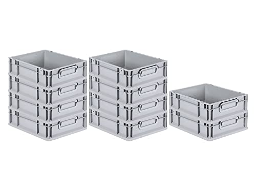 PROREGAL SuperSparSet 10x Eurobox NextGen Economy | Griffe geschlossen |HxBxT 12x30x40cm | 11 Liter | Eurobehälter, Transportbox, Transportbehälter, Stapelbehälter