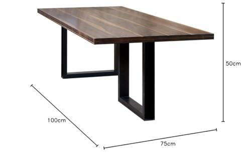 Image of JGS Sheesham Wood and Iron Study Table for Living Room (Dark Walnut & Black Finish)