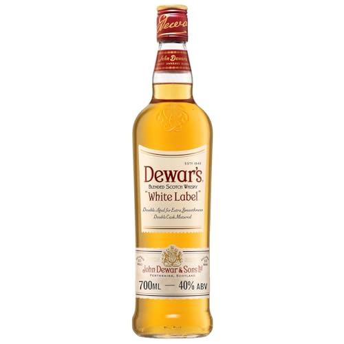 Dewar's White Label Blended Scotch Whisky, 40% ABV, 70cl / 700ml, Acabado en Barricas de Roble Seleccionadas (Paquete de 6)