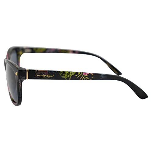Barbados Polarized Sunglasses for Women Black Flower-Printed Frame w/Smoke Lens3