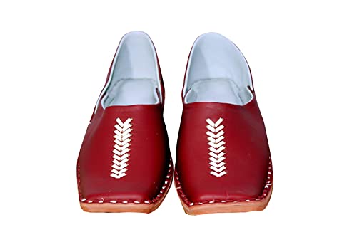Sagun Art & Craft Men's Ethnic Criss Cross Slip On Juttis and Mojaris for Wedding|Party|Occasions|Fashion|Stylish|Outdoor|Indoor|Lightweight|Shoes with Anti Skid Sole DXYM-6487