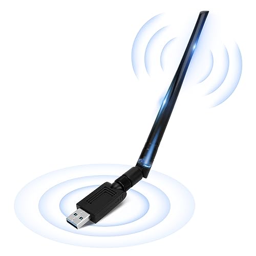 Redes, Personal Computer Antena WiFi para PC, AC1200Mbps 5dbi Receptor WiFi 802.11 Dongle, Adaptador WiFi USB de Alta Ganancia con Dual Banda 5Ghz / 2.4Ghz para Windows...