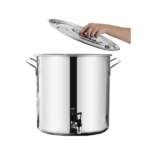 Olla de acero inoxidable con tapa, parte inferior compuesta para una distribución uniforme del calor, perfecta para sopas, caldos y cocción por lotes grandes