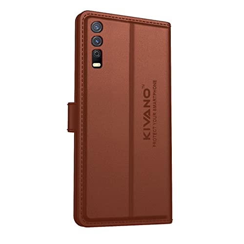 Image of Kivano Compatible With Vivo Y20 / Vivo Y20i / Vivo Y20A / Vivo Y12s / Vivo Y20G Flip Cover | Leather Finish | Inside Pockets & Inbuilt Stand | Shockproof Wallet Style Magnetic Closure Back Cover Case