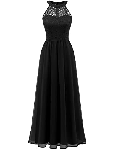 Wedtrend Women's Formal Dress, Halter Long Prom Dress Floral Lace Bridesmaid Dresses
