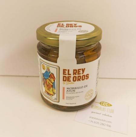 Morrillo de atún (Thunnus Albacare) en aceite de oliva. El Rey de Oros 250g - Una de las partes más sabrosas del atún - Conservado en Aceite de oliva.