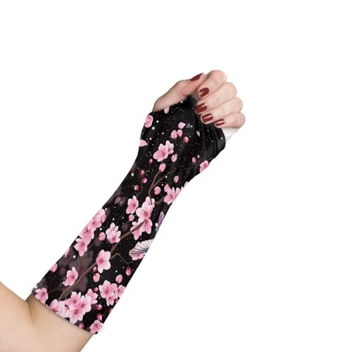 Luarisgur Arm Cast Cover Cherry Blossoms Cast Scratcher for Arm Sleeve Pink Arm Cast Protector Adult Elastic Arm Cast Sleeve Arm Wrist Elbow Protection Cover Medium