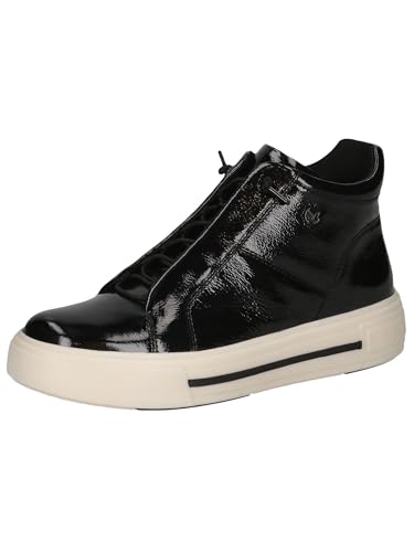 CAPRICE Damen Sneaker hoch aus Leder mit Reißverschluss, Schwarz (Black Naplak), 37 EU