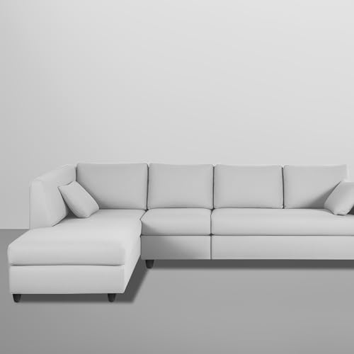 Image of Florian LHS 6 Seater L Shape Sofa Set for Living Room (Grey Fabric) Premium Fabric Sofa