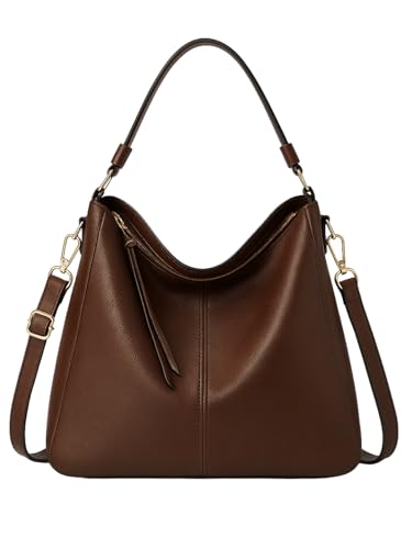 Image of ITALISH Brown Hobo Shoulder Handbag for Women in Faux Leather 39 x 33 x 13 cm