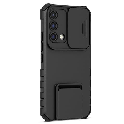 Vokuha Case for Oppo A74 4G Case, Oppo F19/Reno 6 Lite CHP2219 Case with Slide Camera Lens Kickstand Military-Grade Bumpers Armor Shockproof Protective Cover for Oppo A74 4G Black