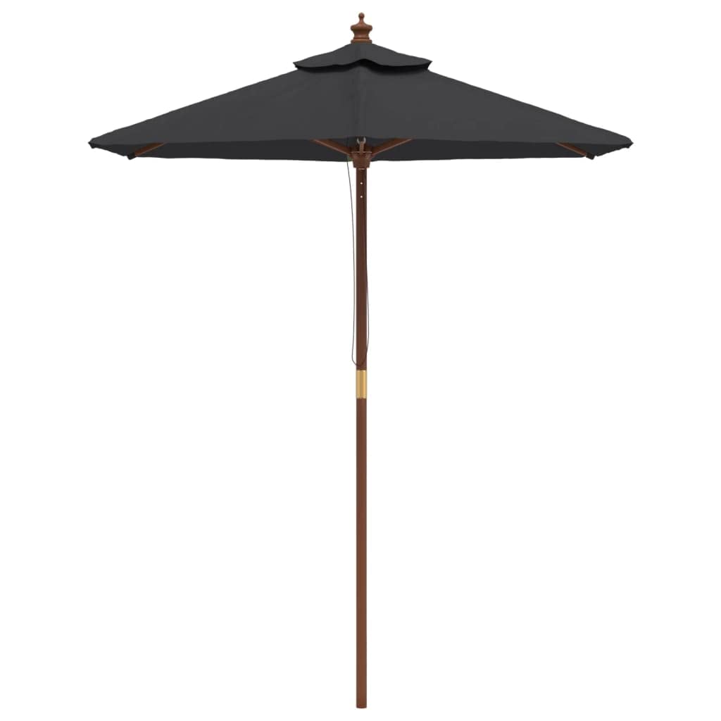 Genérico Sombrilla de jardín con Poste de Madera Negro 196x231 cm,Casa y jardín,Jardín,Artículos de Exterior,Sombrillas-363165