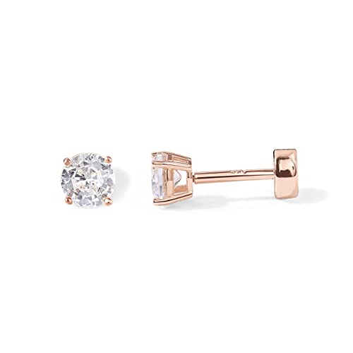 Image of PAVOI Flat Back Stud Earrings for Women, 14K Gold Plated CZ Cartilage Studs