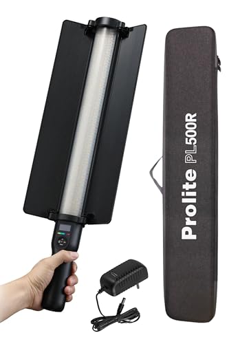 Prolite Light Stick PL500R | Dual-Side Lighting (CCT, HSI+FX) & 2500K-8500K RGB LED Light Saber with Built-in Battery, 2-Way Barndoor & Carry Case (No Remote) | 15 Light Effects | 6000lux
