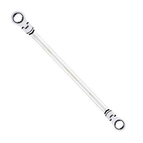 Image of BULLTOOLS Flex-Head Extra Long Ratcheting Wrenches Double Box End Chrome Vanadium Steel 72-Tooth Wrench with Metric 8 mm x 10 mm