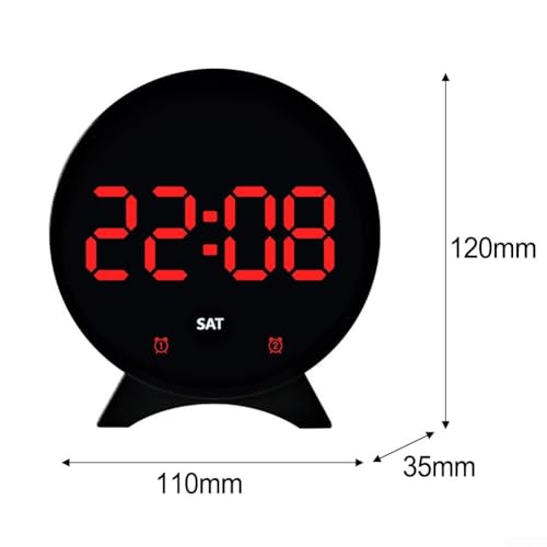 Reloj LED multifuncional con alarma digital temperatura y brillo regulable 3