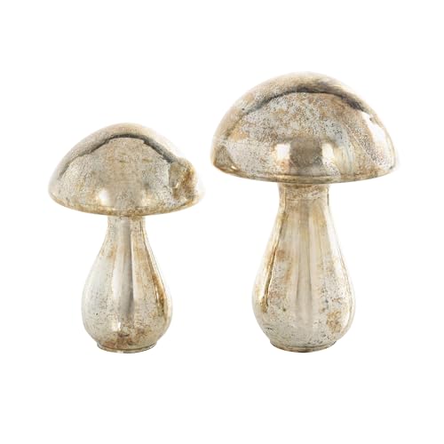 Set de 2 esculturas decorativas de vidrio champán, 12 y 10 pulg