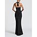 ABYOVRT Women Deep V Neck Ruched Maxi Dress Sleeveless Halter Gown Cocktail Evening Formal Dresses (Black,S)