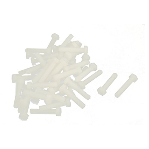 Image of uxcell M5 x 25mm Full Thread Nylon Metric Hex Head Cap Screw Bolt 50 Pcs