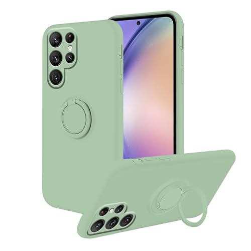 Coque Samsung Galaxy A25 5G silicone vert antichoc avec anneau support magnétique